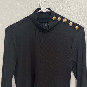 J. Crew Elegant Black Turtleneck with Gold Accents